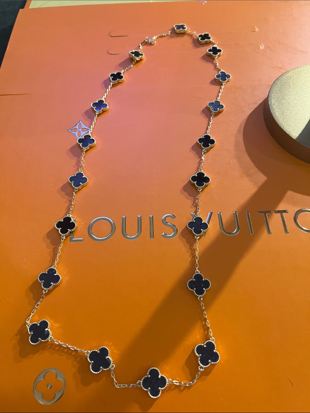 Gold Chain Necklace with Black Clover Motifs